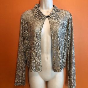 HELENE BLAKE tan open lace cardigan